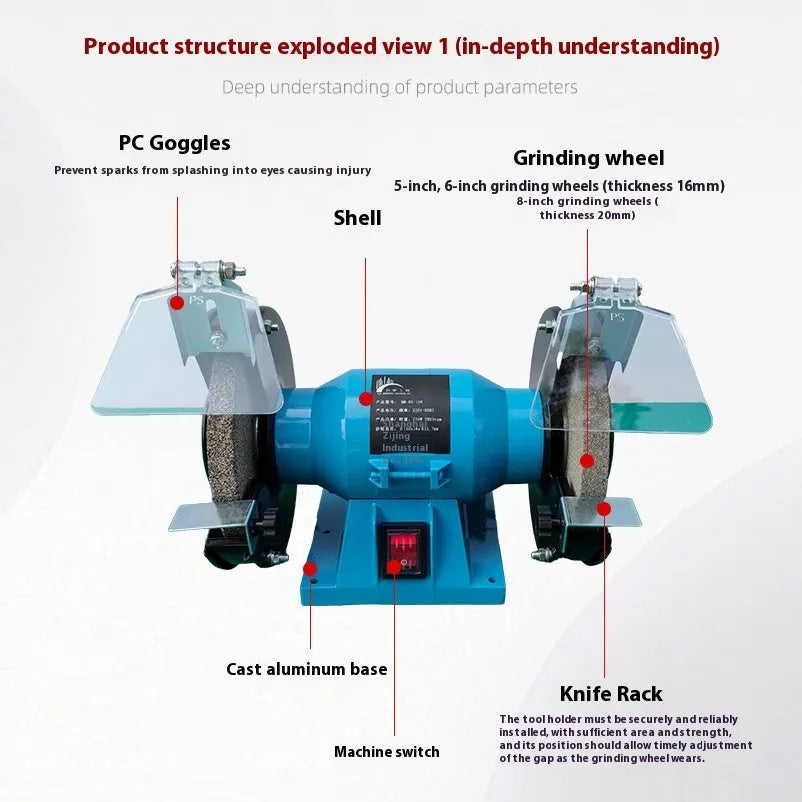 5-inch desktop metal grinder for knife sharpening and polishing with US plug