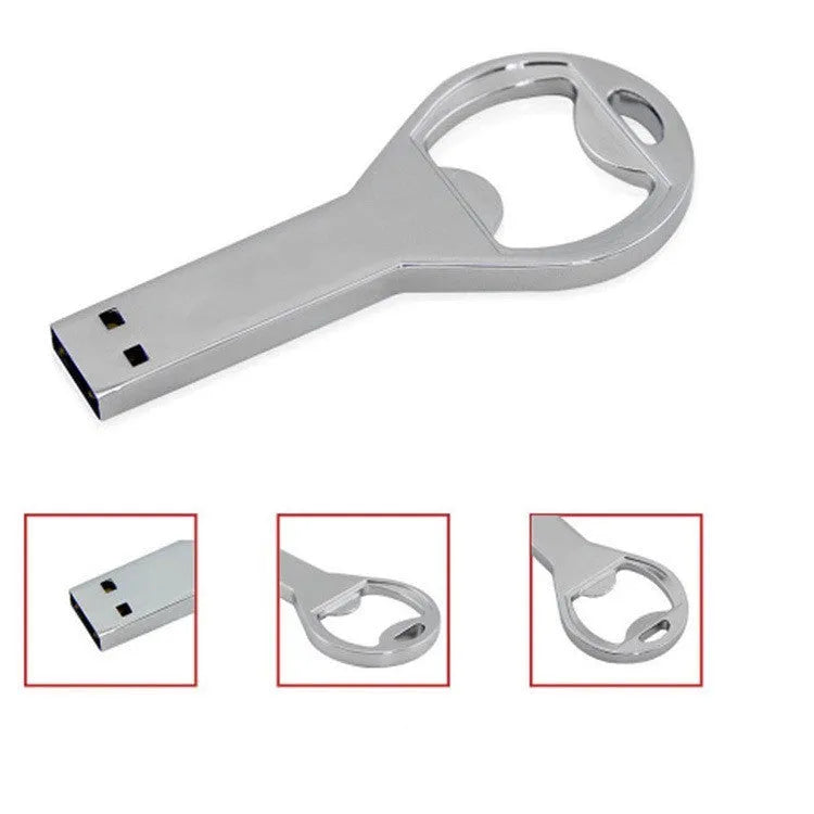 Metal key bottle opener USB flash drive with USB 2.0 port and metal casing