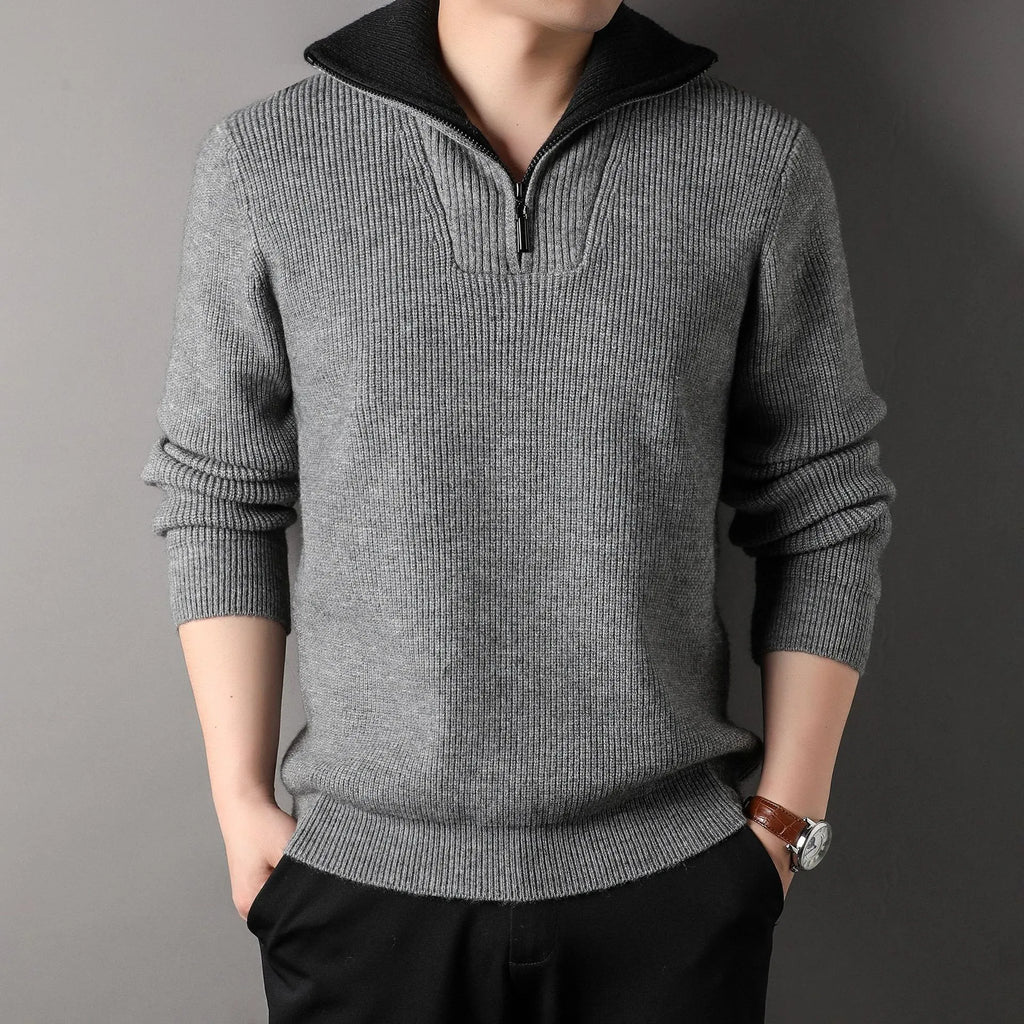 Twisted jacquard lapel sweater cardigan for men loose fit thickening long sleeve autumn leisure wear