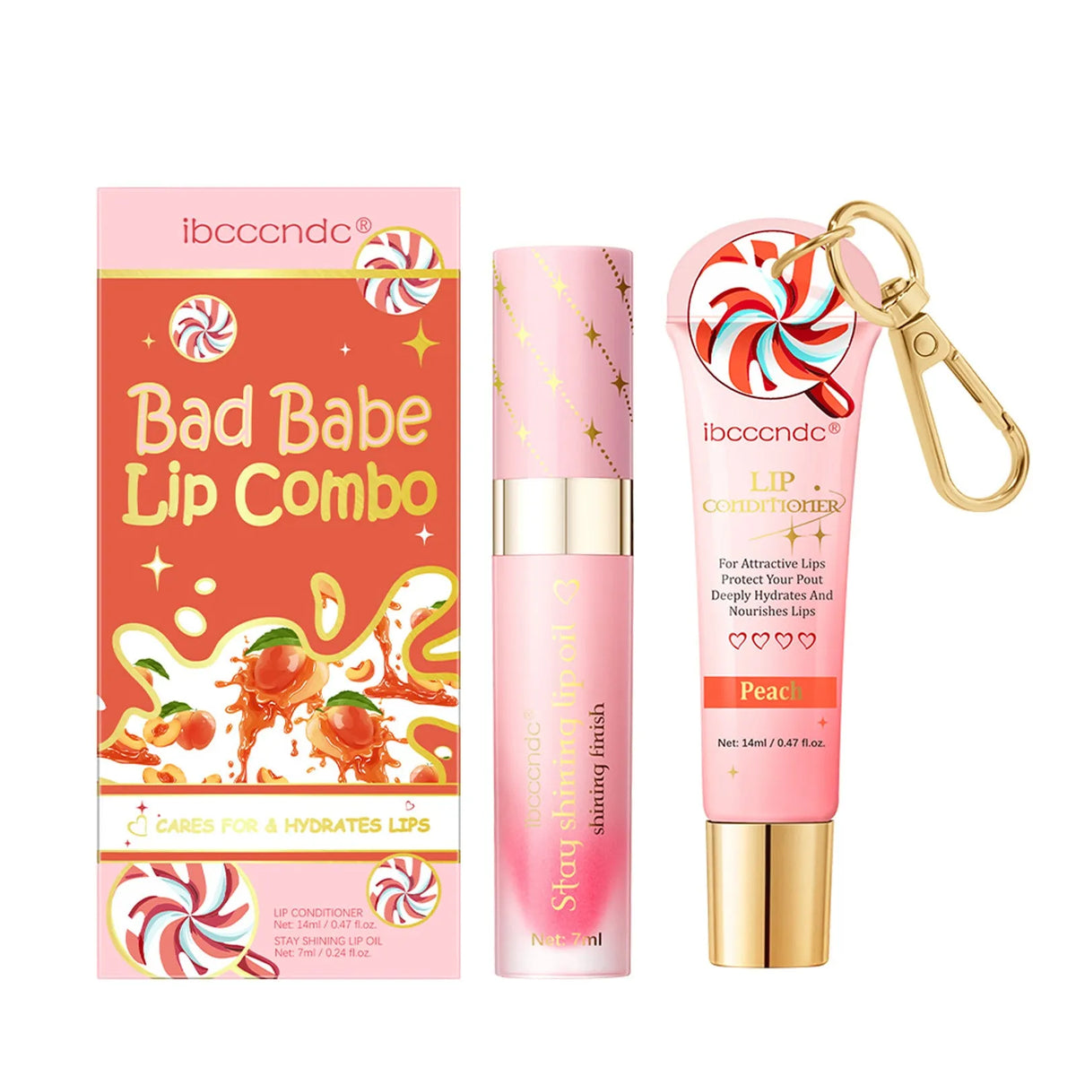 Peach flavour lip balm 14ml moisturising lip care set in lipstick format, foreign or domestic edition