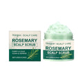 120g rosemary scalp scrub with sea salt and macadamia nut seed oil in a white tub