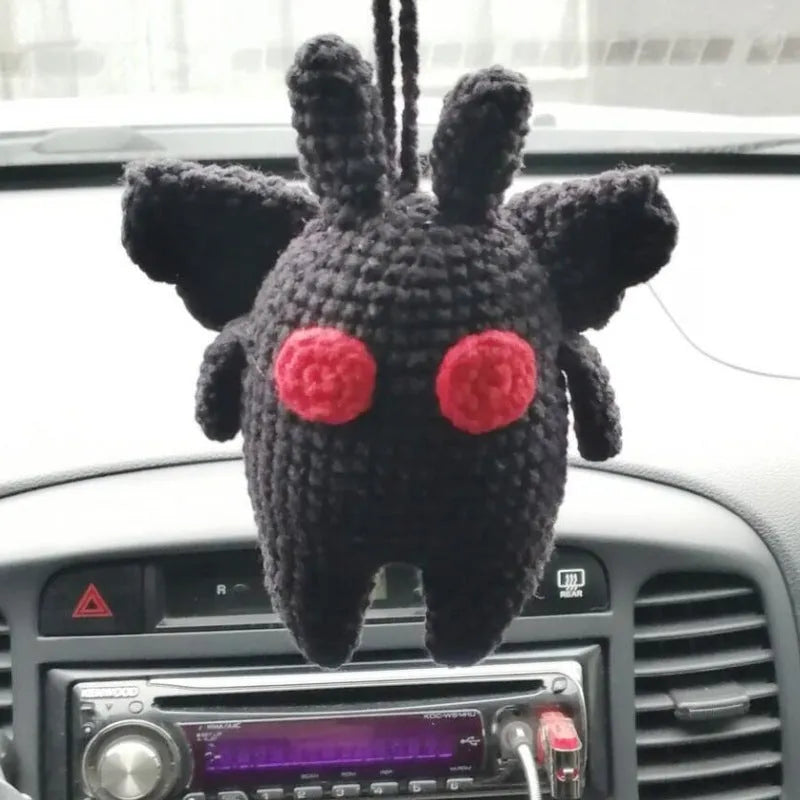Plush hand-woven automobile hanging ornament with cartoon design for car interior decoration