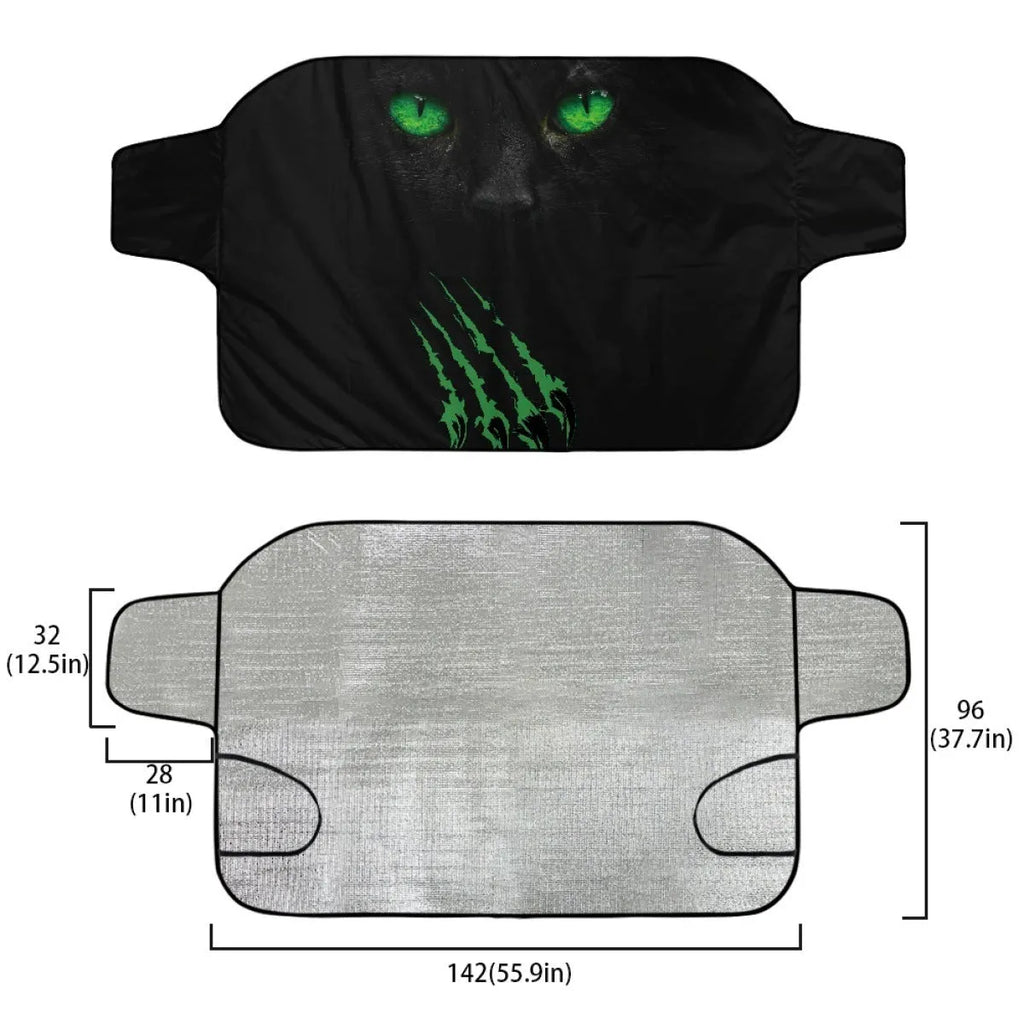 Car snow protection front gear made of aluminum film foam polyester fabric with lanyard installation system