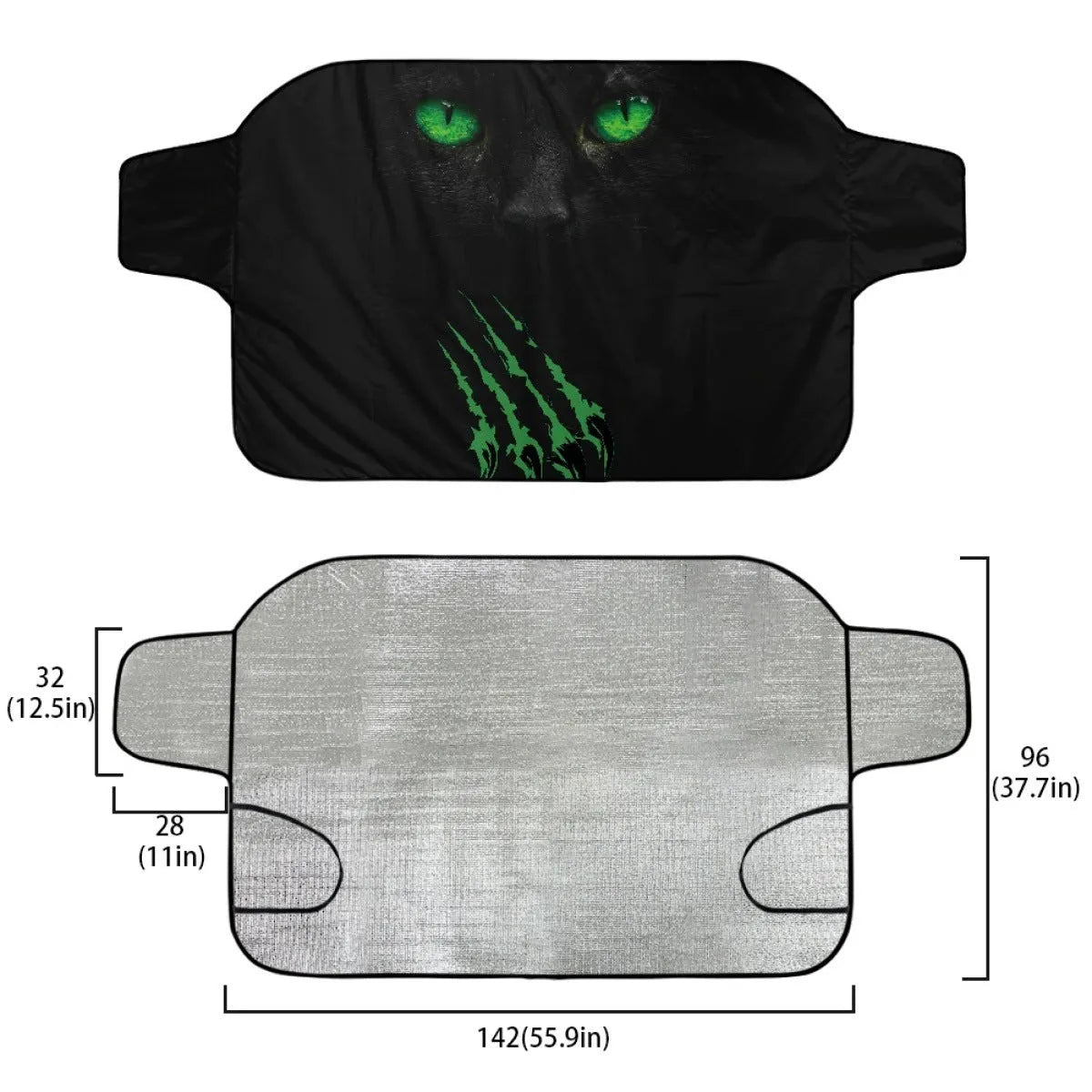 Car snow protection front gear made of aluminum film foam polyester fabric with lanyard installation system