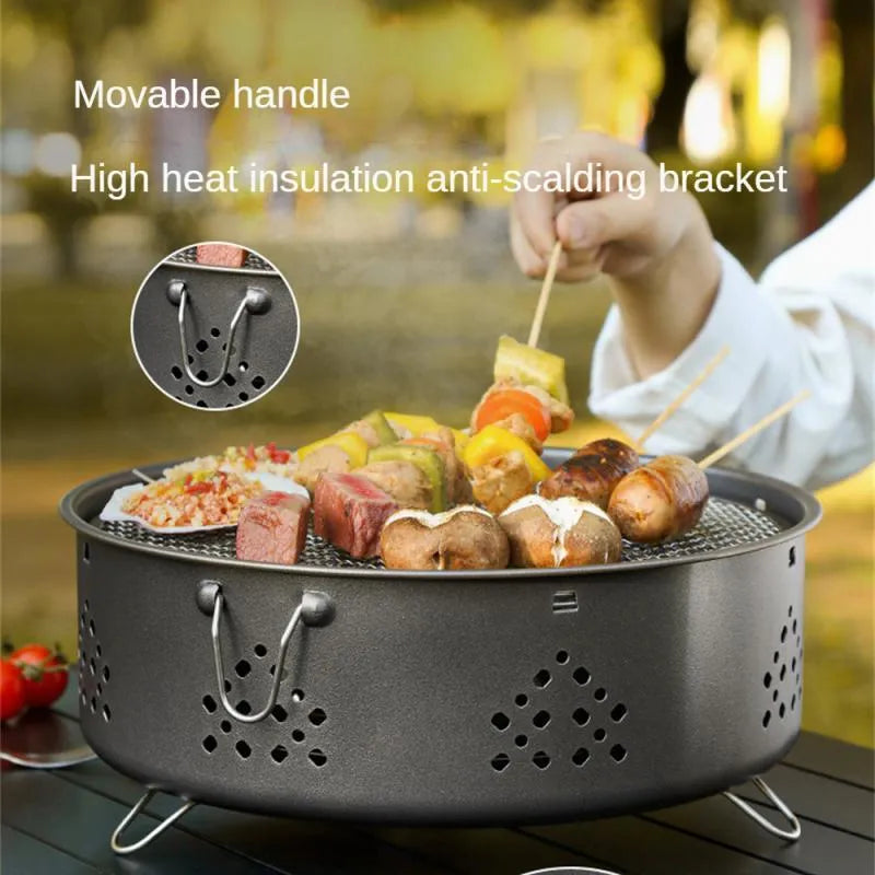 Portable stainless steel charcoal barbecue grill with detachable parts and storage bag
