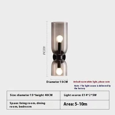 Glass wall lamp in white, blue, or smoky gray, Nordic wall sconce with light source included, 110V to 220V