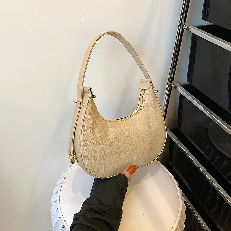 French underarm bag women PU rhombus pattern handbag sandwich pocket 22x20x5cm five colours