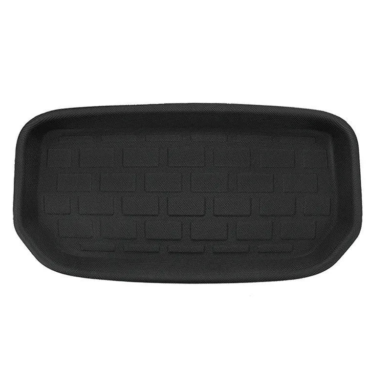 Tesla Model Y TPR floor mats showing foot mats, tailbox mats, and storage box mats