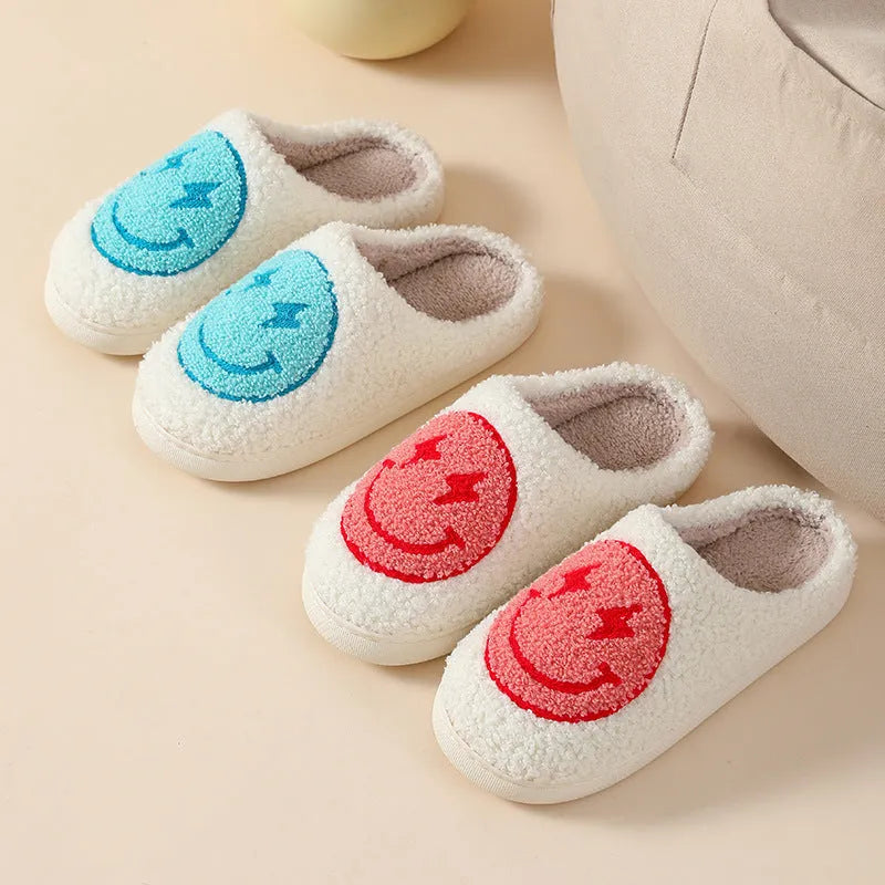 Women's plush cartoon love style home slippers with non-slip PVC sole in Big Love design