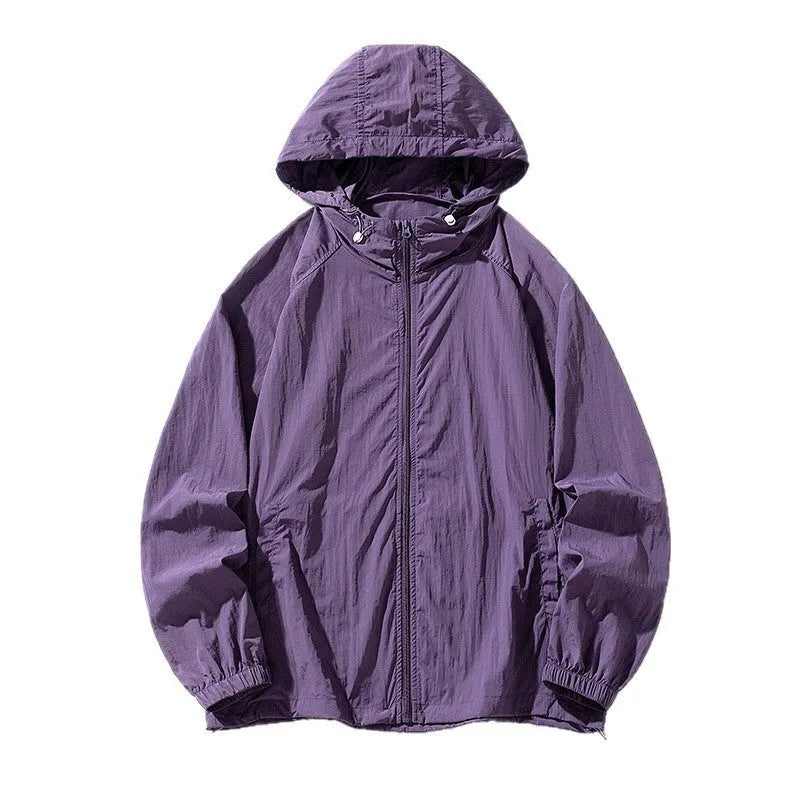 Lightweight nylon outdoor jacket in loose fit available in multiple colours including creamy-white and navy blue