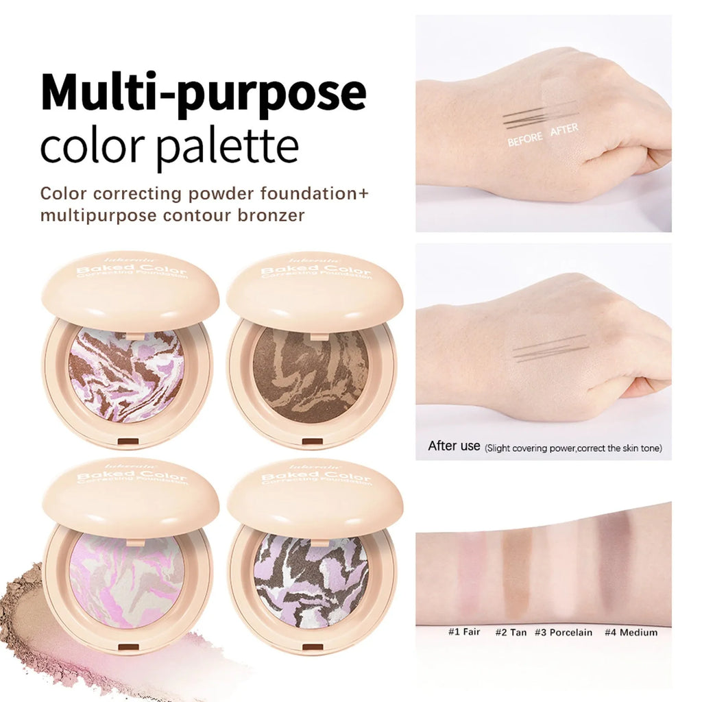 Natural face powder palette with blush highlight bronzer 10g multi-colour pans