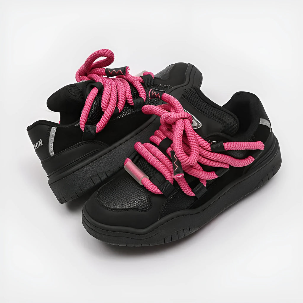 Casual breathable shoes with thick rubber sole in denim blue colour with lace-up front