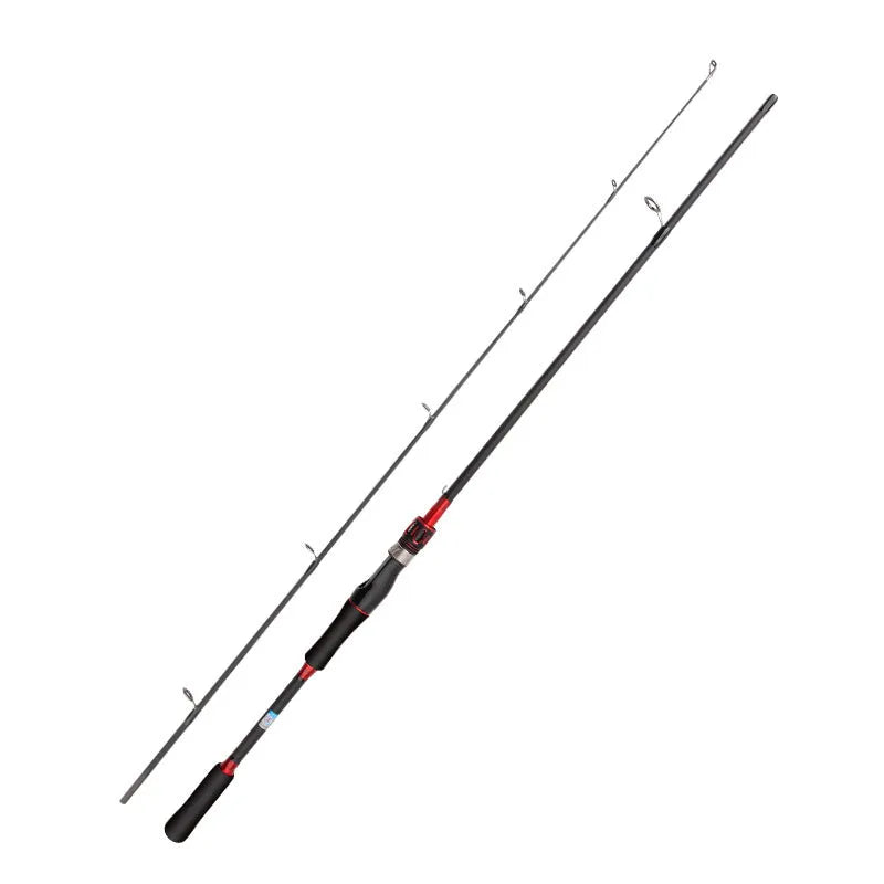1.8m carbon fibreglass long-range fishing rod in blue on beach for sea surf casting, two-section design