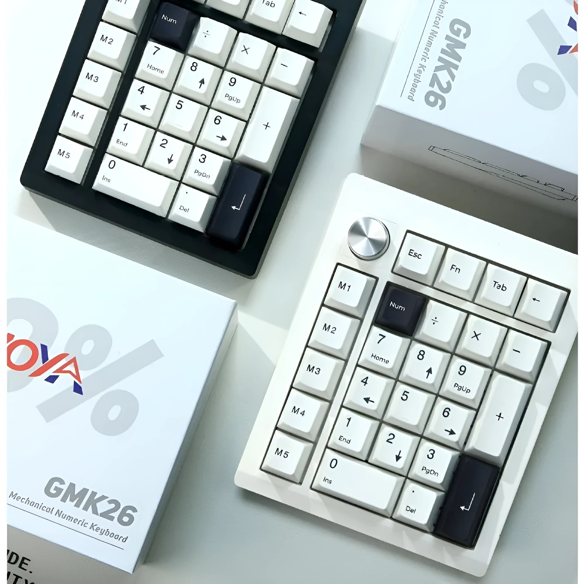 Wireless mechanical numeric keyboard in black and white colour options with Bluetooth connectivity