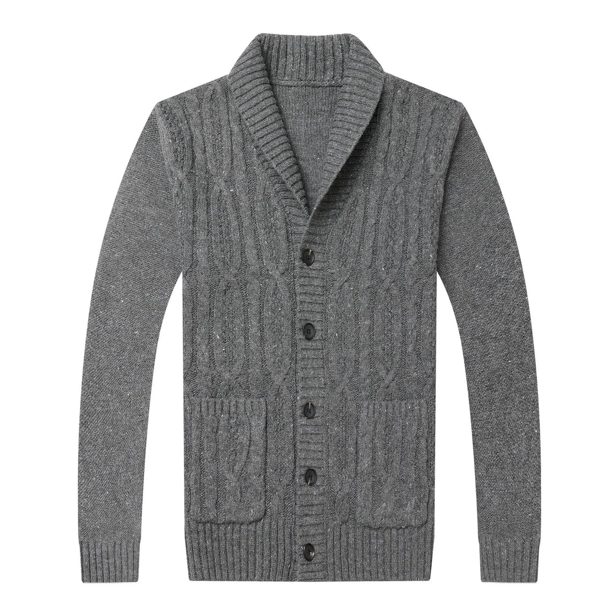 Korean style jacquard pattern knitted cardigan for men in straight cut with button front