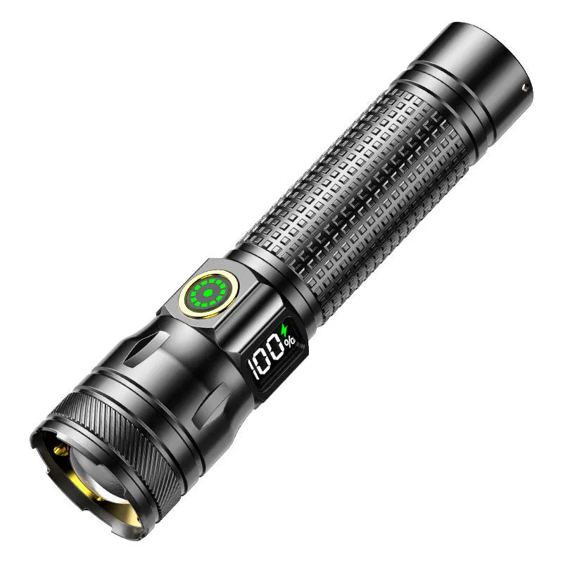 Portable 10W aluminium alloy flashlight, A36 LCD USB white laser, Type-C rechargeable, ultra-thin