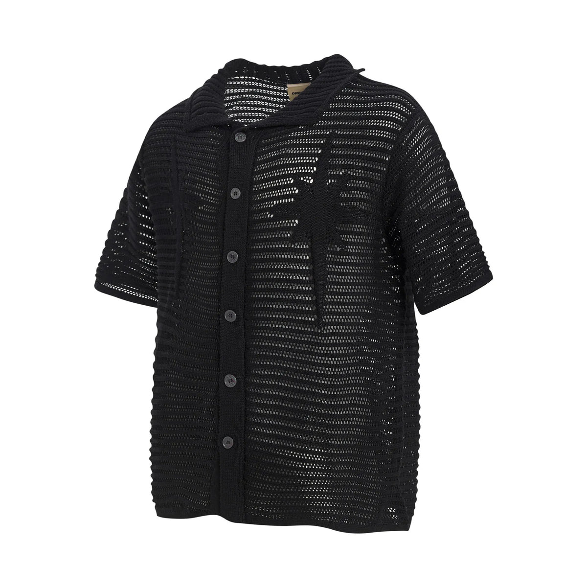 American retro loose cotton short sleeve shirt in apricot and black colours for youth casual wear