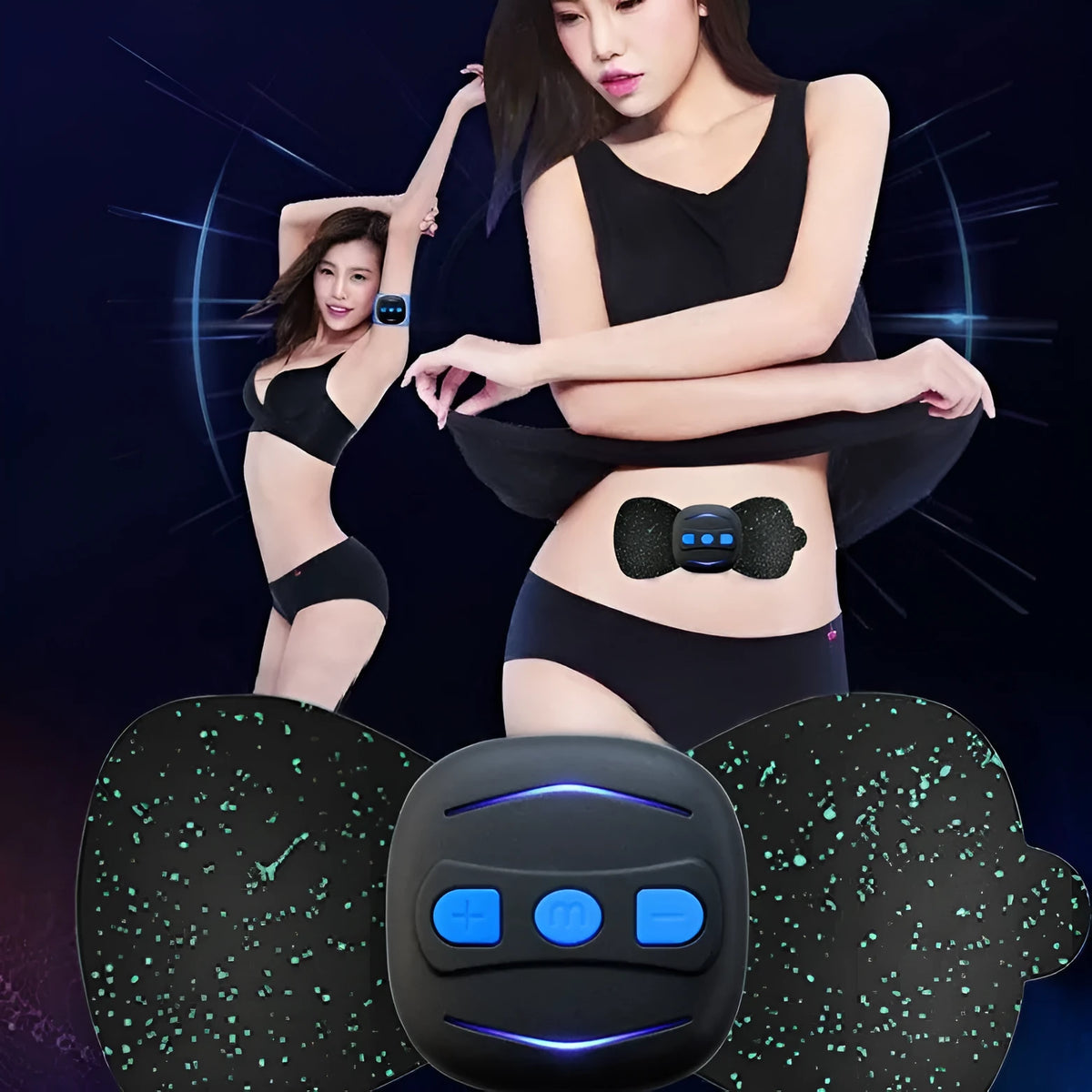 Smart cervical spine massage stick with electrode patch, plastic body 130 x 58 mm, rechargeable mini physiotherapy instrument