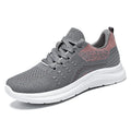 Women's lightweight mesh sneakers in black, grey or pink with round toe and lace-up front