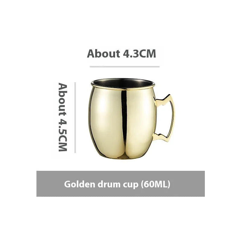 Stainless steel Moscow Mule mug with copper plating in hammered finish