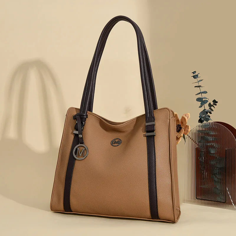Women's soft PU leather crossbody bag in horizontal square shape with double shoulder straps