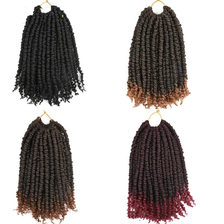 TOMO pre-twisted passion twist crochet hair in 12inch and 18inch lengths, colours 1B, T27, T30, TBUG