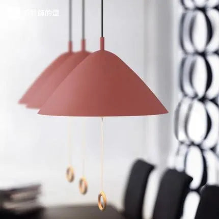 Nordic 220V pendant light for duplex and restaurant, shown in 40cm, 33cm and 27cm sizes with six colour options
