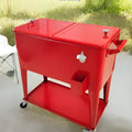 Red metal insulated food trolley with 750ml capacity for outdoor catering and picnics