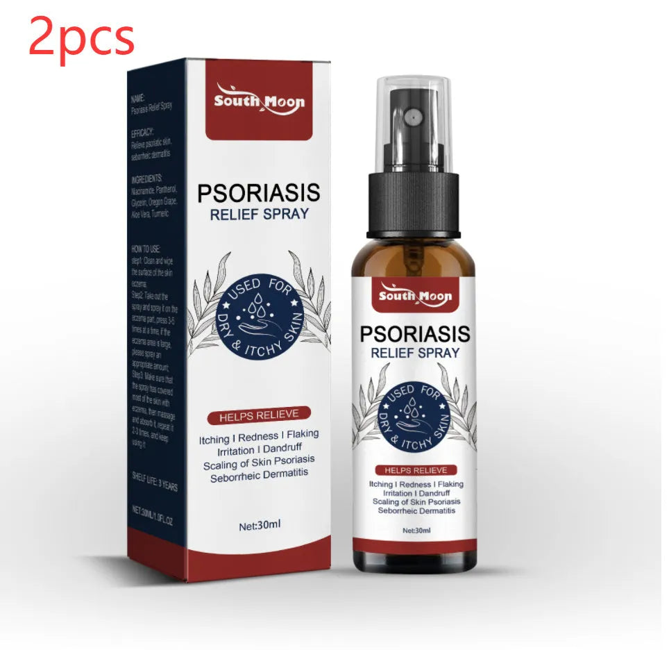 30ml bottle of clear body care spray with a pump nozzle for soothing dry skin.