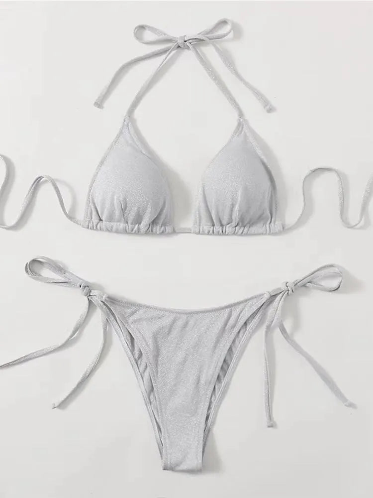 Women's split bandage bikini swimsuit in briefs style with colour options