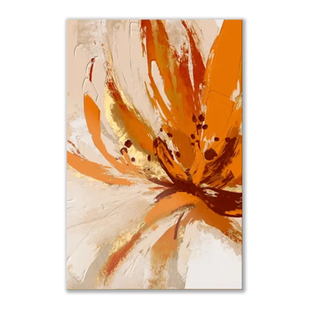 Handmade oil painting canvas orange flowers abstract decoration for living room wall