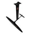 Black carbon fibre hydrofoil for racing surfing with aluminium mast and 1051mm front wing