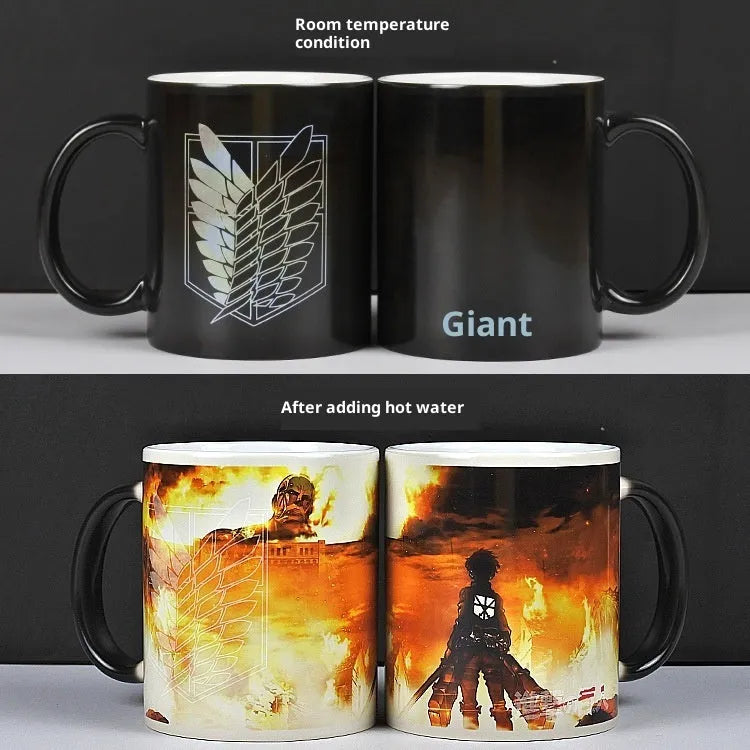 320ml colour changing ceramic mug with double-layer pattern cup design and round shape