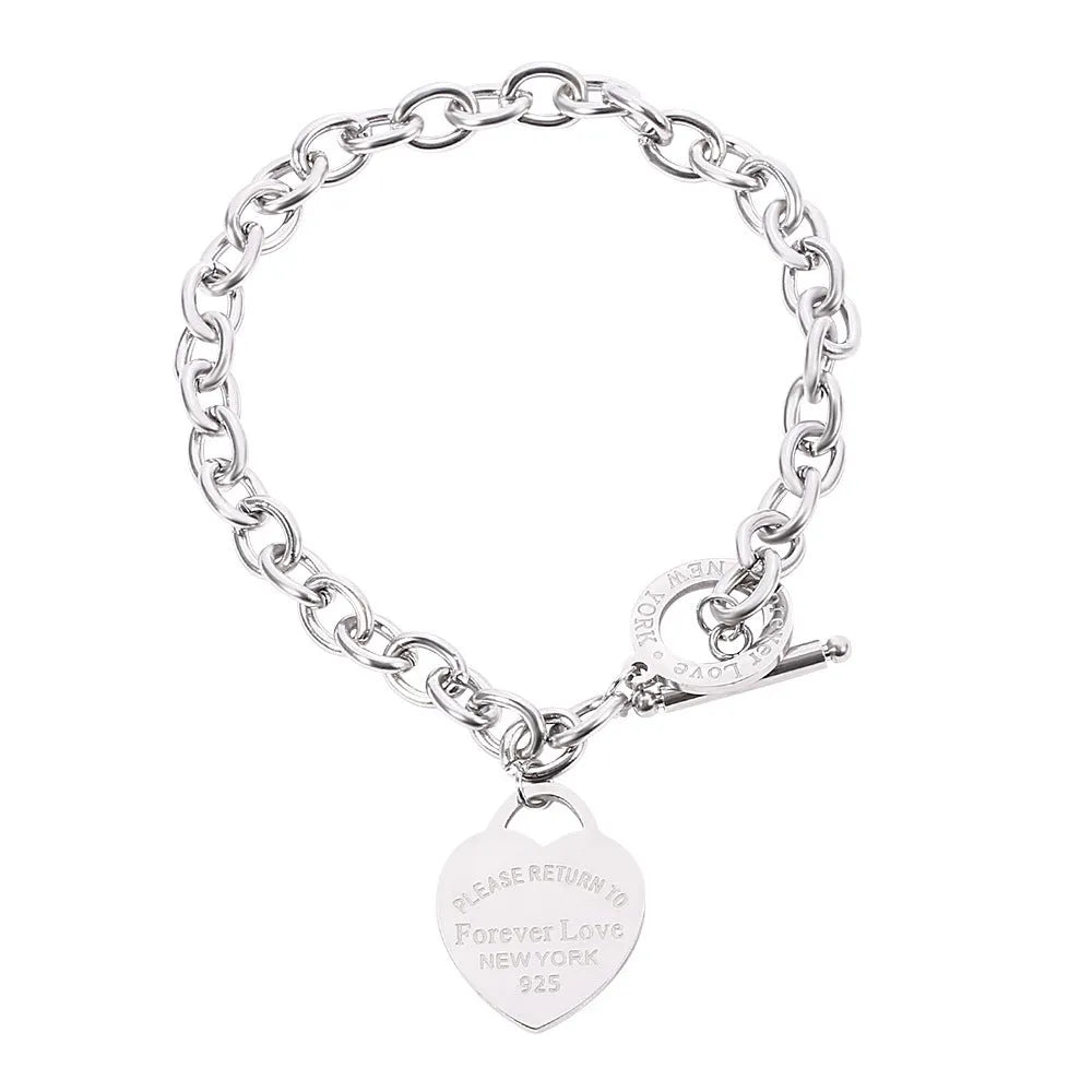 Alloy heart shape bracelet ladies electroplated jewellery Sl257 Sl258 colour styles