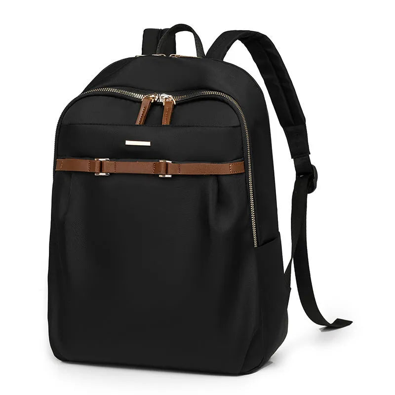 Large capacity Oxford cloth travel bag in black or beige with waterproof finish and multiple zip compartments