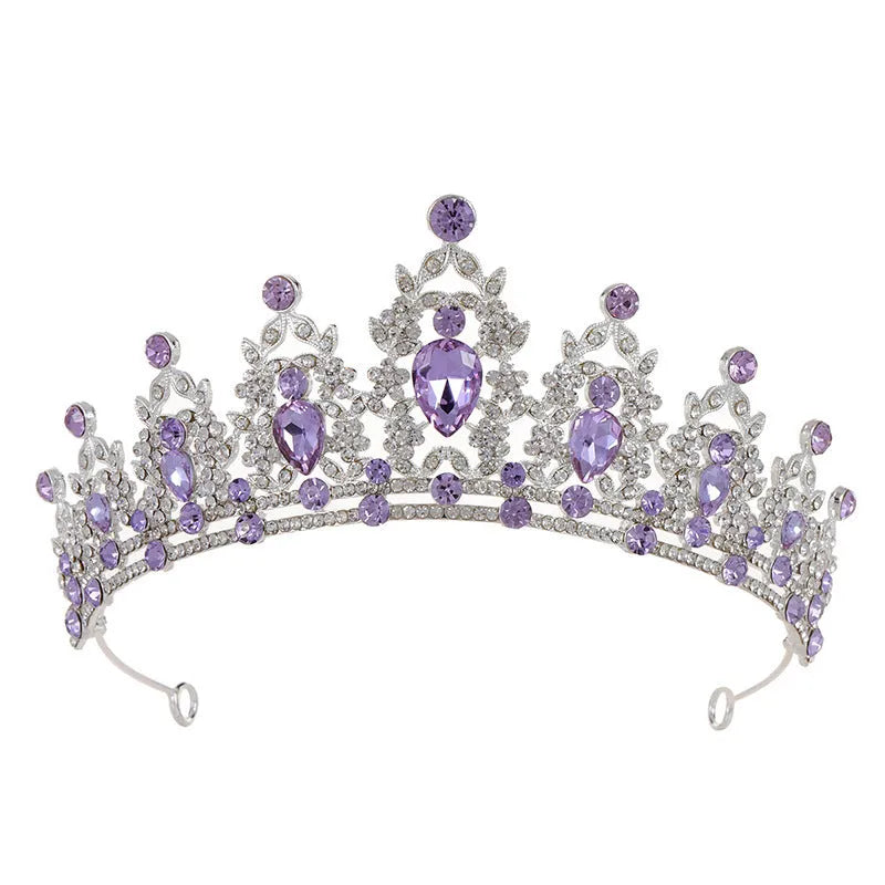 Baroque style bride headdress crown with rhinestone detailing in alloy metal