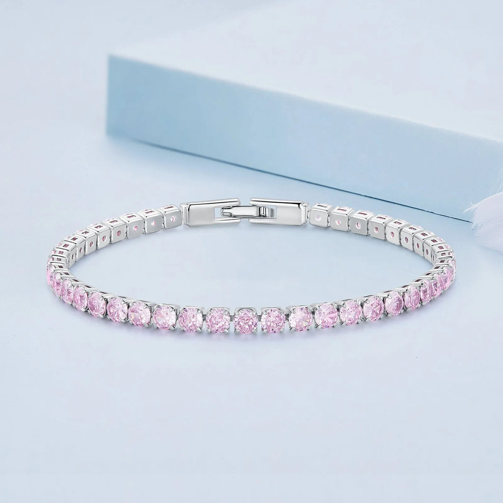 Silver gold-plated simple fashion zircon bracelet for women with cubic zirconia stones