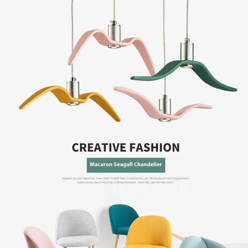 Nordic style LED chandelier in macaron colours for dining room lighting