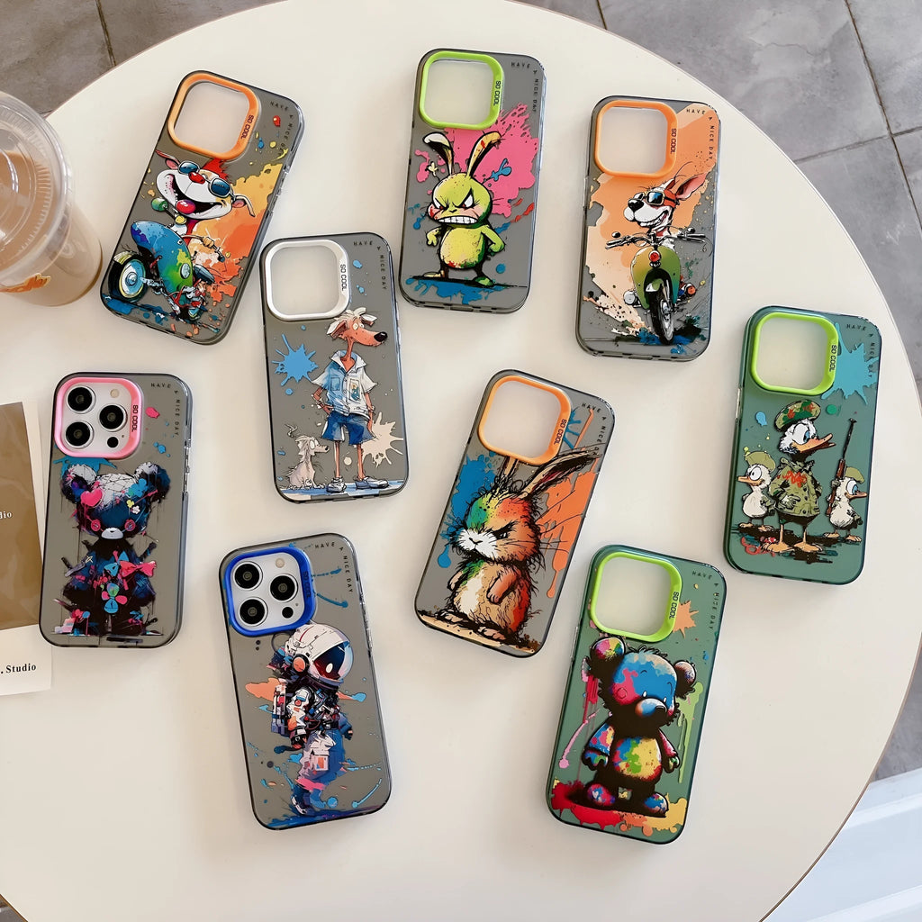 Drop-resistant phone case in TPU and PC for iPhone with anti-fingerprint finish, shown in Astronaut design.