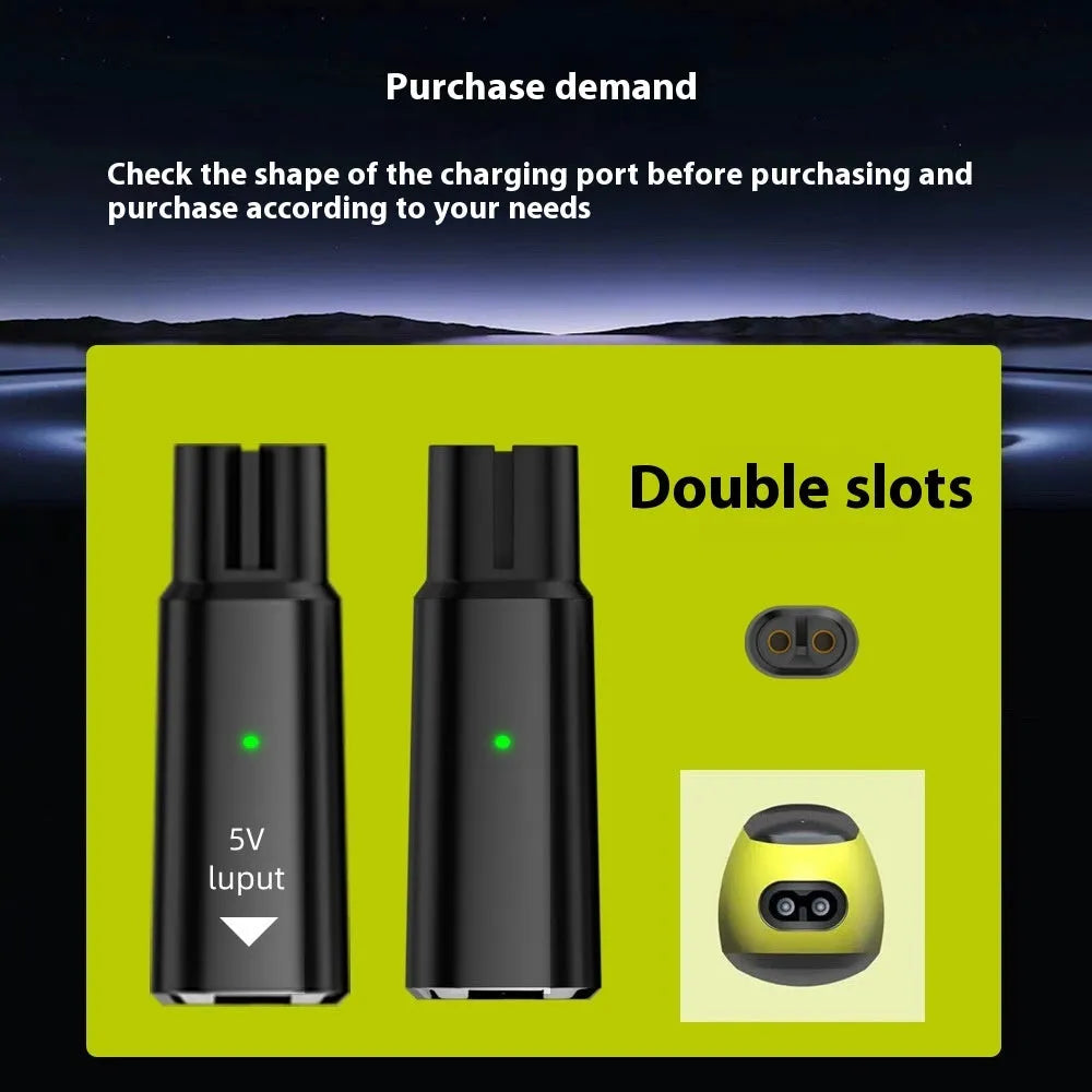 Black 4.3V USB-C charging adapter for electric shavers and hair clippers with aluminium alloy housing
