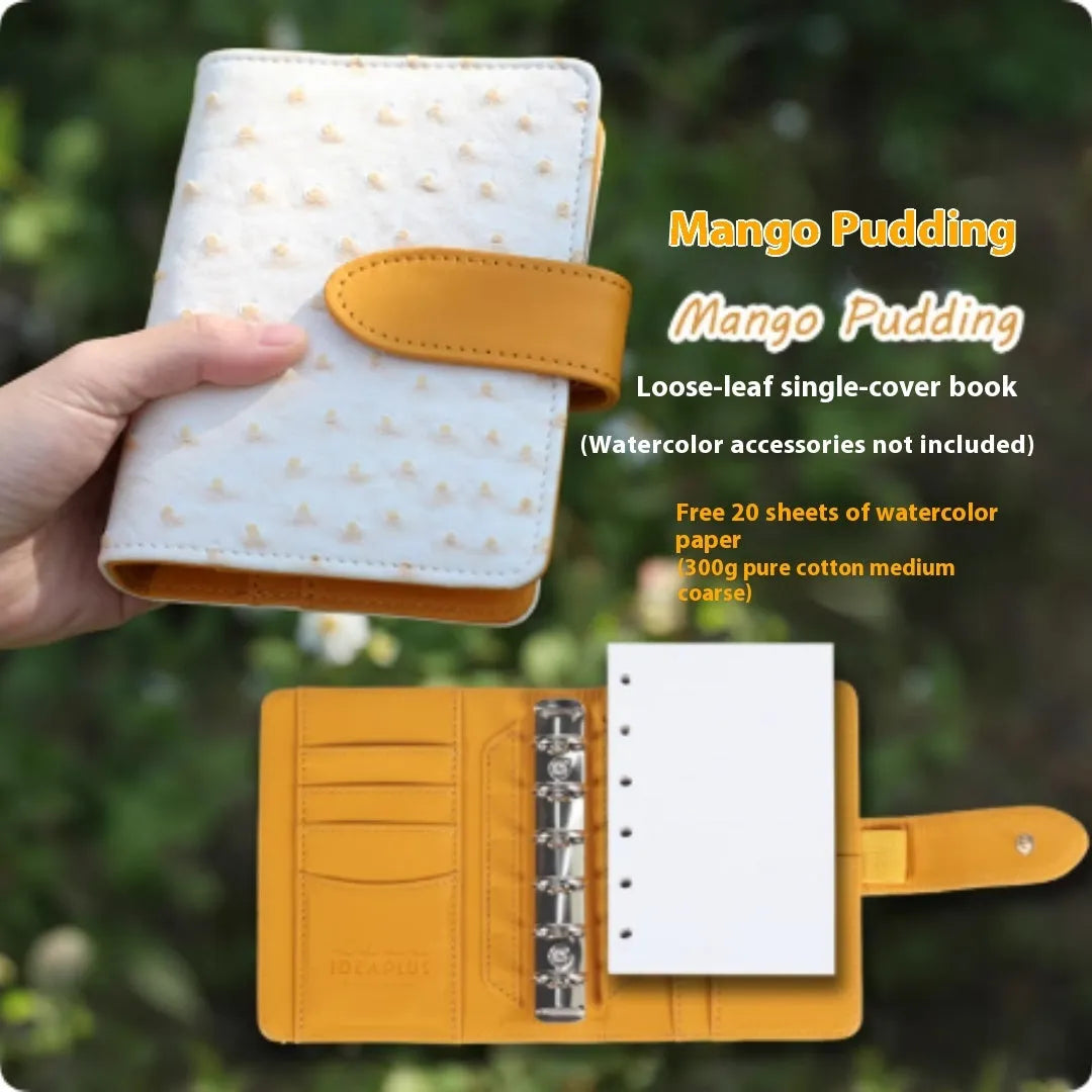 A7 loose-leaf watercolour notebook in one of five colour options: Avocado Green, Hazelnut Brown, Mango Pudding, Mocha Coffee, or Rainforest Green.