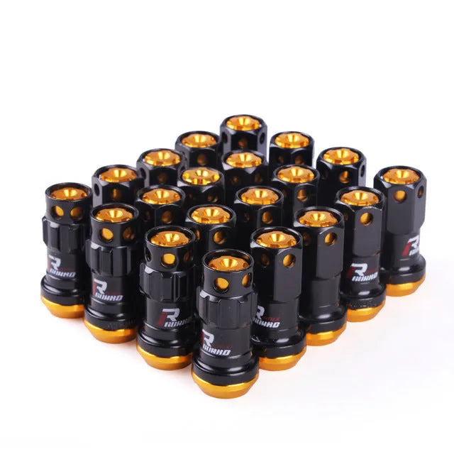Forged aluminium wheel hub nuts in multiple colours with M12 thread for universal vehicle fitment