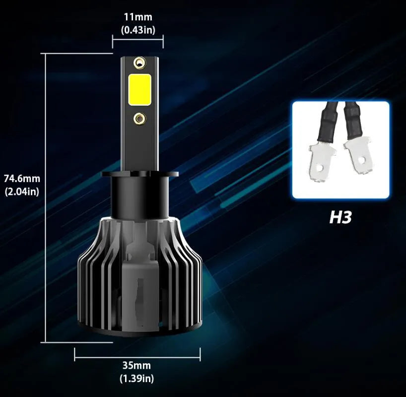 6000K white LED car headlight bulb with aluminium heat sink and adjustable chuck