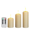 Beige ABS electronic candle lamp set with water droplet head, three USB rechargeable candles and remote control