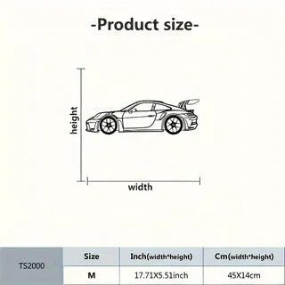 Black iron sports car wall art decoration in a pastoral metal style for home, garden, office, or hotel wall display