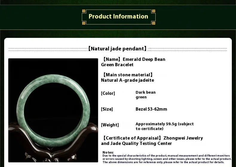Natural emerald bean green jade beaded bracelet for women on a gift box.