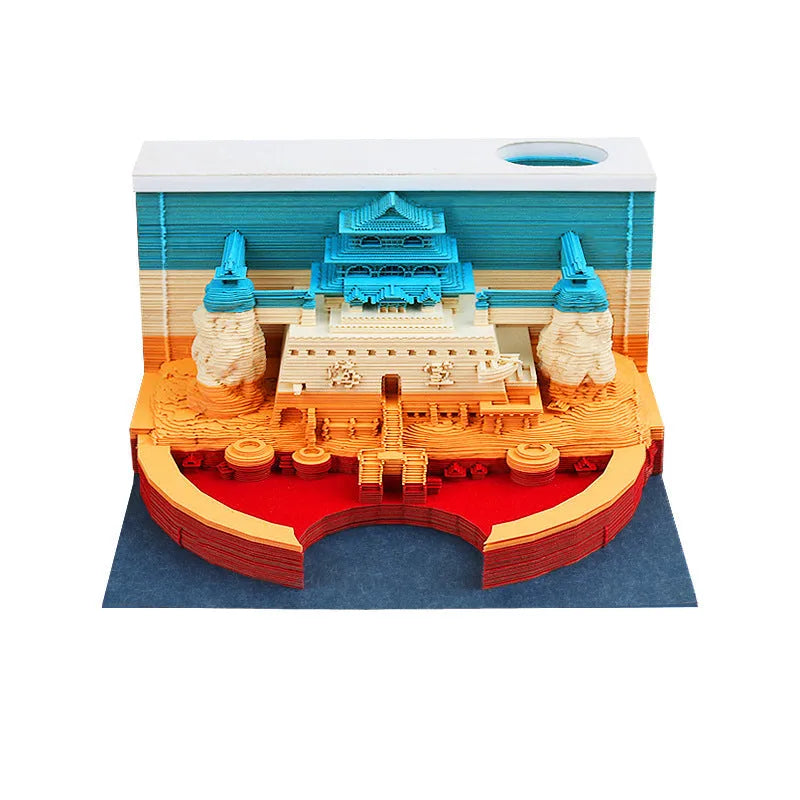 One Piece architecture sticky notes showing castle and building designs on 80x45mm craft paper