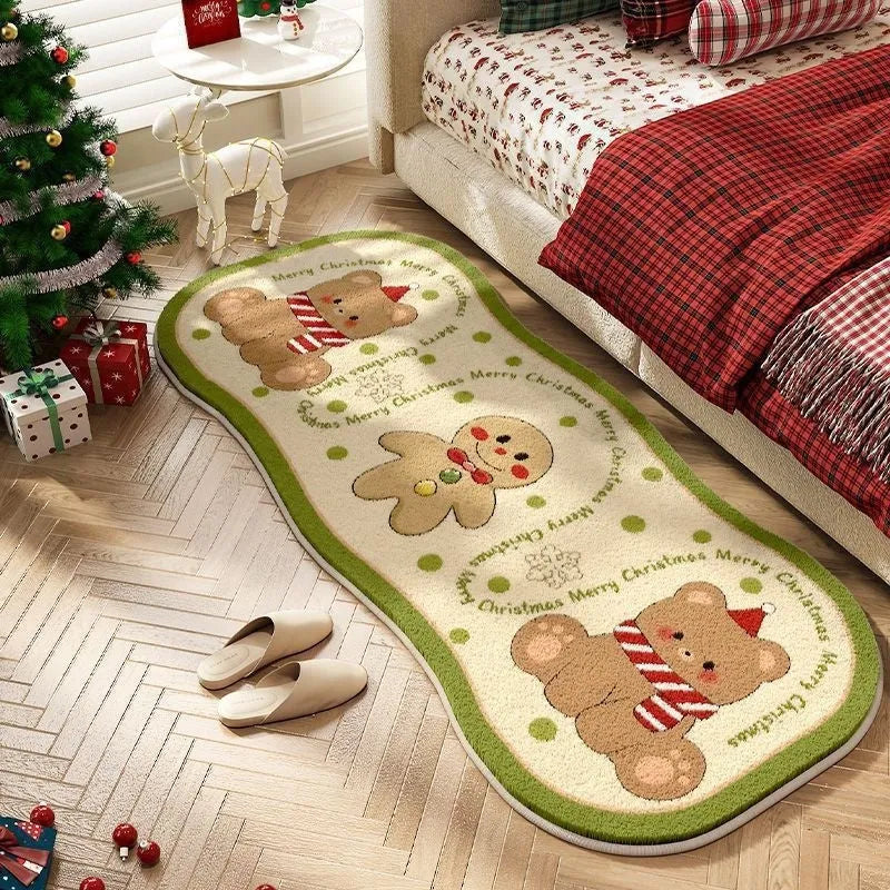Alien-shaped Christmas carpet with plant patterns in imitation cashmere, shown in Ginger Cake Bear colour.