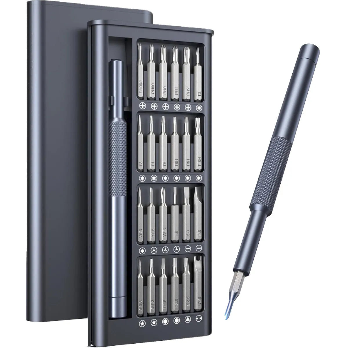 25-in-one screwdriver set with magnetic tips and chrome vanadium steel bits