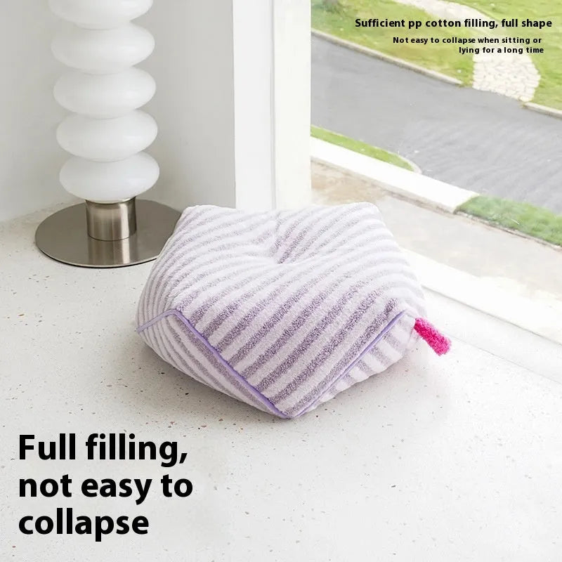 Striped soft velvet pet bed with removable cover in orange, purple or yellow for cats and dogs